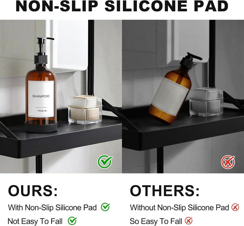 Gmisun Glass Shampoo and Conditioner Dispenser with Silicone Boot, Shower Soap Dispenser Bottles with Labels, Refillable Shampoo Conditioner Body Wash Dispensers - Image 3